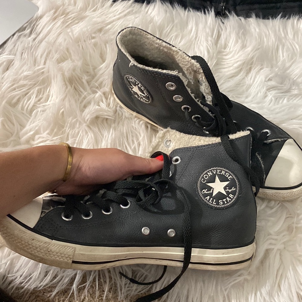 Leather high top chuck taylors